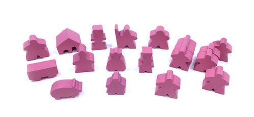 Complete 19 piece set of Carcassonne Meeples